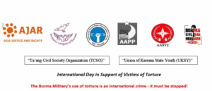 The Burma Military’s use of torture is an international crime – it must be stopped!
